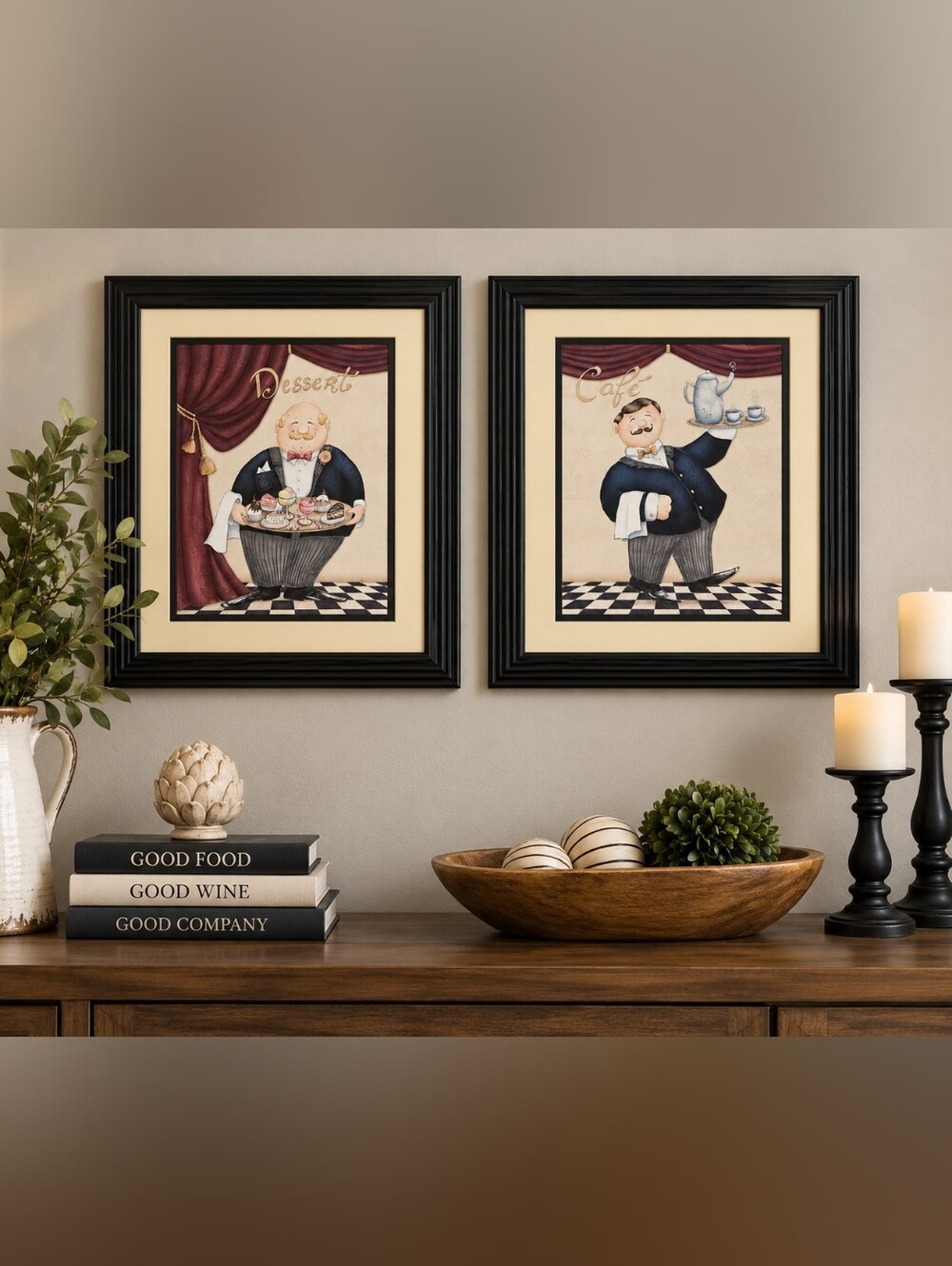Home Accents Heartfelt Cafe Dessert Butler Wall Art Set 2 14x17